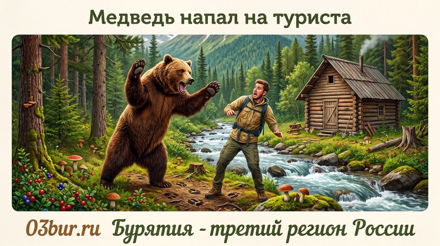Бурятия, медведь напал на туриста